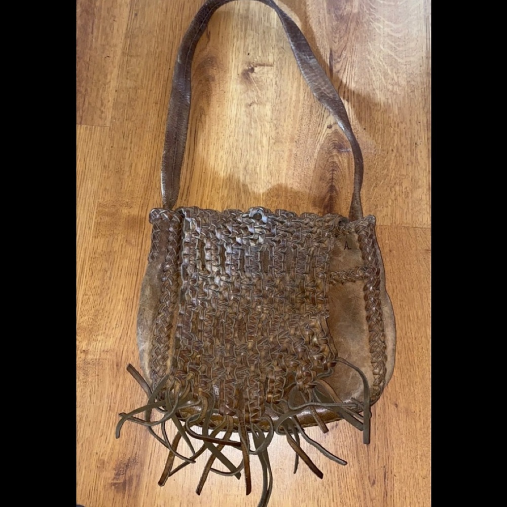 Vintage 1960s 1970s hippie bohemian Woven Leather braided Bag